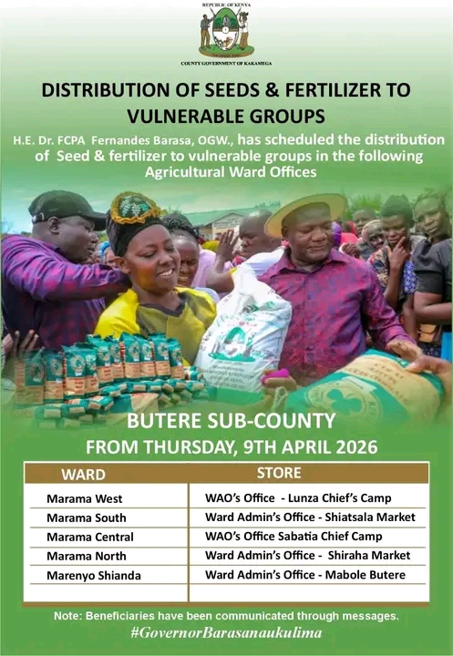 COUNTYWIDE FREE FERTILIZER AND SEED DISTRIBUTION ONGOING
